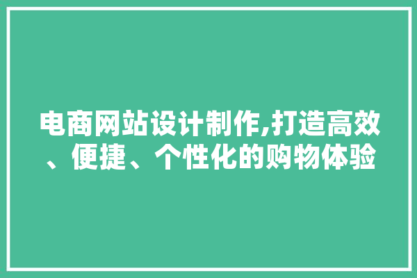 电商网站设计制作,打造高效、便捷、个性化的购物体验 绘影字幕