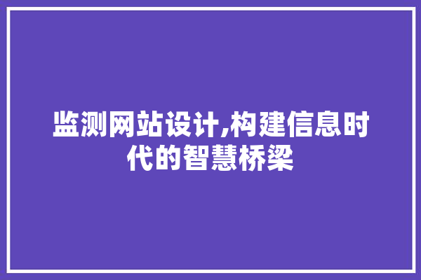 监测网站设计,构建信息时代的智慧桥梁 绘影字幕