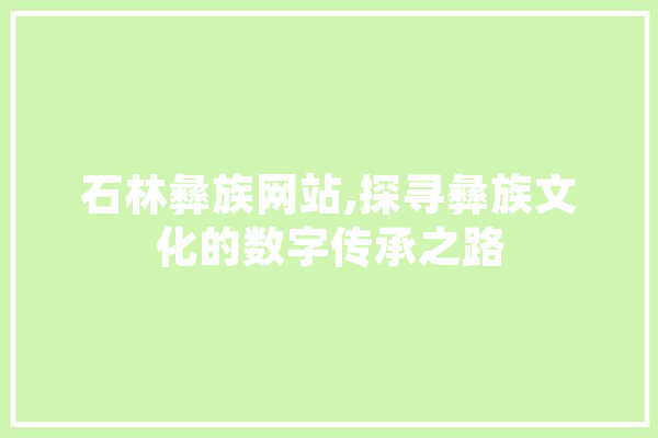 石林彝族网站,探寻彝族文化的数字传承之路