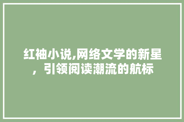 红袖小说,网络文学的新星，引领阅读潮流的航标 计算机