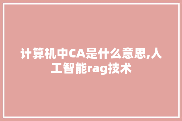 计算机中CA是什么意思,人工智能rag技术