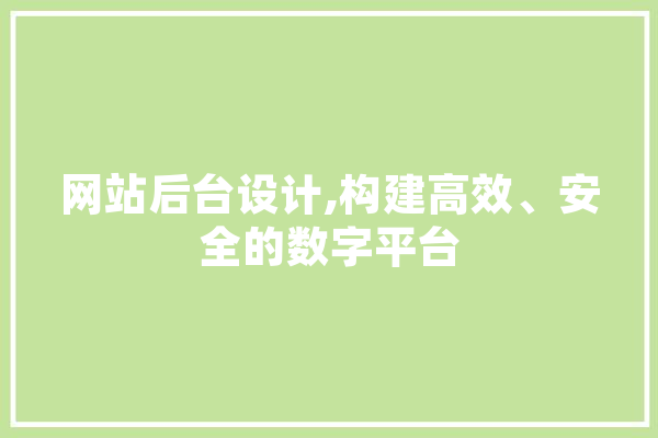 网站后台设计,构建高效、安全的数字平台 AI快讯