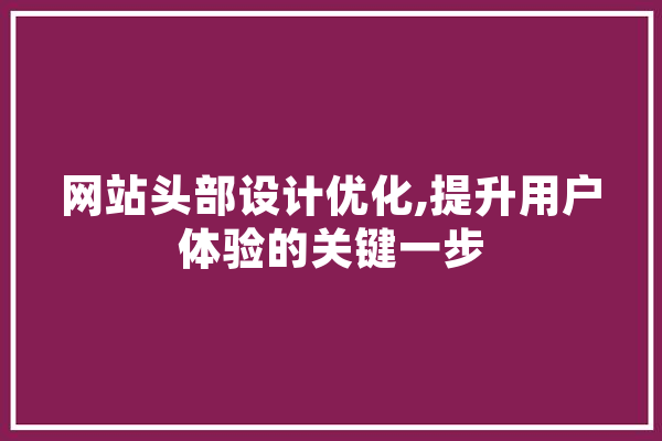 网站头部设计优化,提升用户体验的关键一步