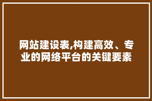 网站建设表,构建高效、专业的网络平台的关键要素 计算机