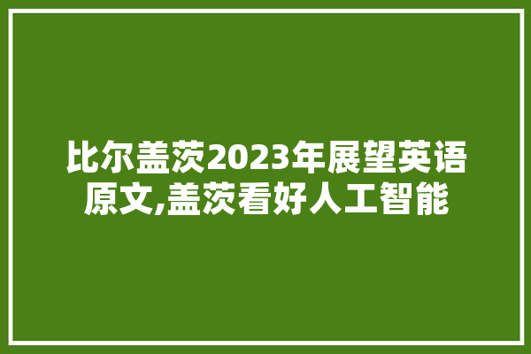 比尔盖茨2023年展望英语原文,盖茨看好人工智能