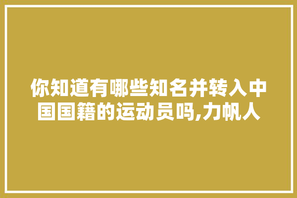 你知道有哪些知名并转入中国国籍的运动员吗,力帆人工智能怎么样