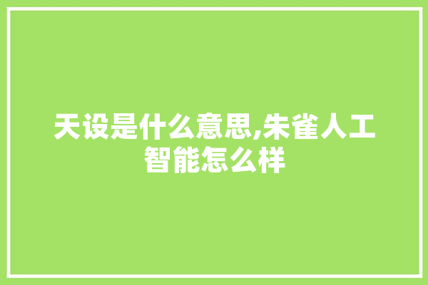 天设是什么意思,朱雀人工智能怎么样