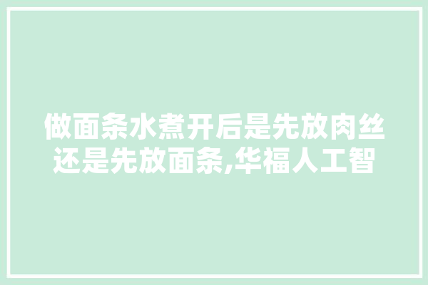 做面条水煮开后是先放肉丝还是先放面条,华福人工智能怎么样 文字写作