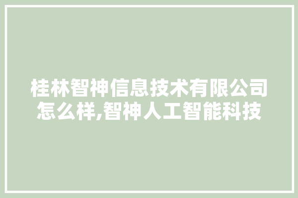 桂林智神信息技术有限公司怎么样,智神人工智能科技有限公司