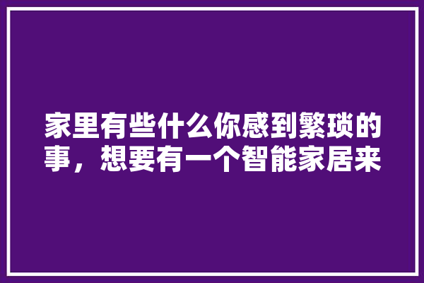 家里有些什么你感到繁琐的事，想要有一个智能家居来帮助你或者家里面需要解决的事,家有人工智能怎么办 计算机