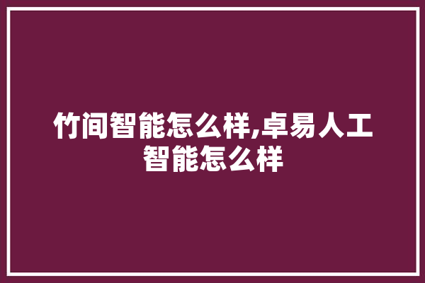 竹间智能怎么样,卓易人工智能怎么样