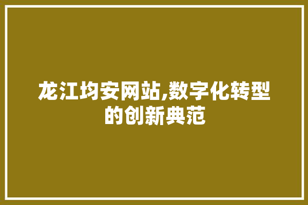 龙江均安网站,数字化转型的创新典范