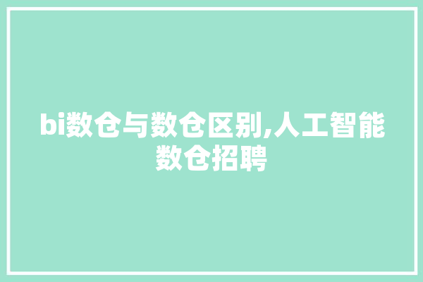 bi数仓与数仓区别,人工智能数仓招聘
