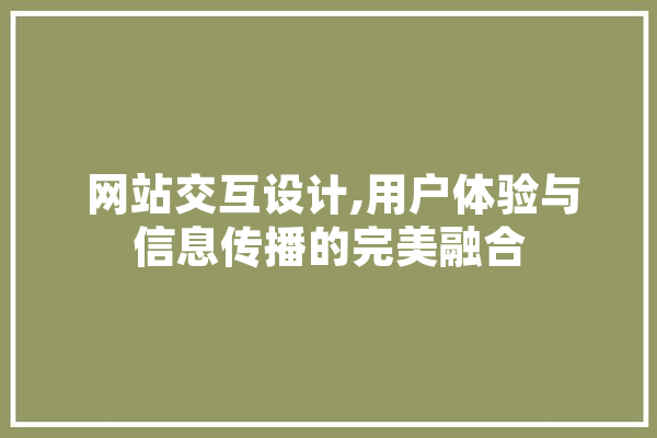  网站交互设计,用户体验与信息传播的完美融合 文字写作
