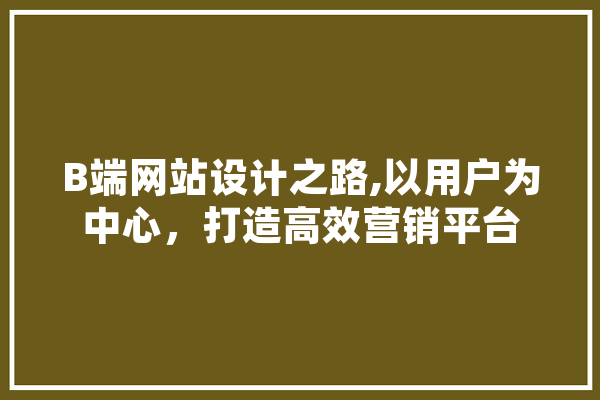 B端网站设计之路,以用户为中心，打造高效营销平台