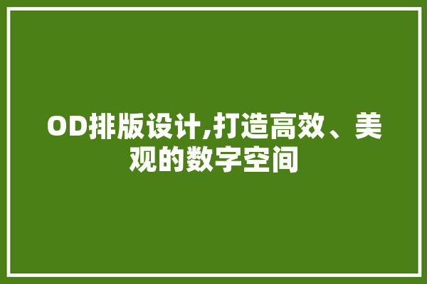 OD排版设计,打造高效、美观的数字空间