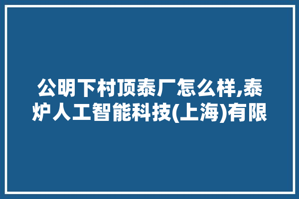 公明下村顶泰厂怎么样,泰炉人工智能科技(上海)有限公司 文字写作