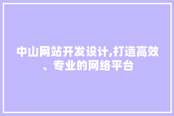 中山网站开发设计,打造高效、专业的网络平台