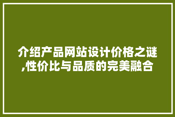 介绍产品网站设计价格之谜,性价比与品质的完美融合 文字写作