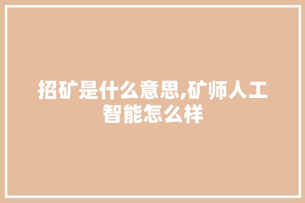 招矿是什么意思,矿师人工智能怎么样