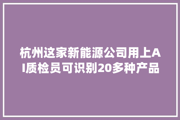 杭州这家新能源公司用上AI质检员可识别20多种产品瑕疵比人快2倍_质检_电池