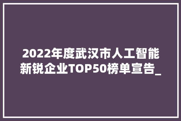 2022年度武汉市人工智能新锐企业TOP50榜单宣告_企业_武汉 智能写作