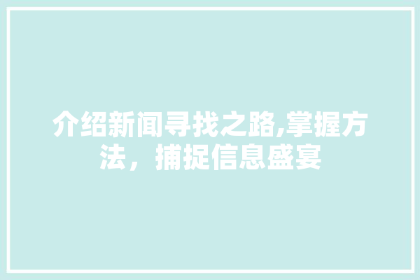 介绍新闻寻找之路,掌握方法，捕捉信息盛宴