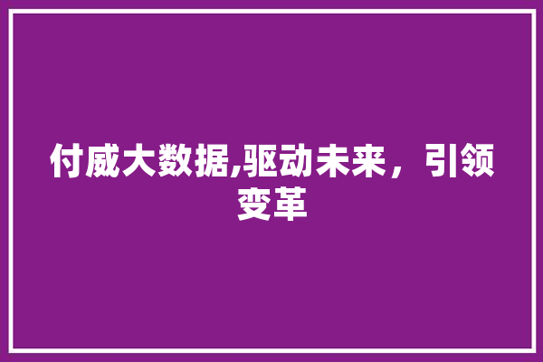 付威大数据,驱动未来，引领变革 智能写作