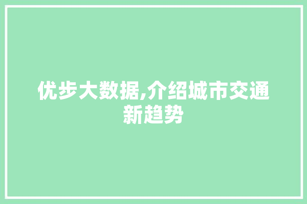 优步大数据,介绍城市交通新趋势