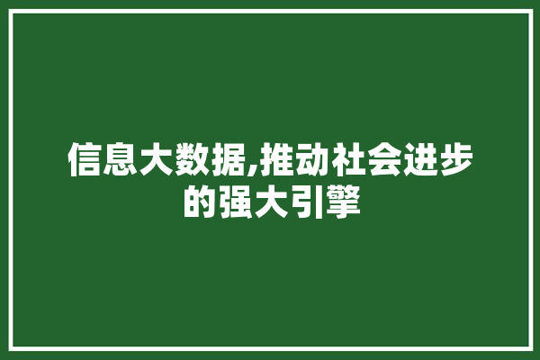 信息大数据,推动社会进步的强大引擎 智能问答