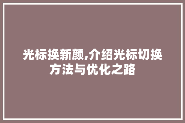 光标换新颜,介绍光标切换方法与优化之路