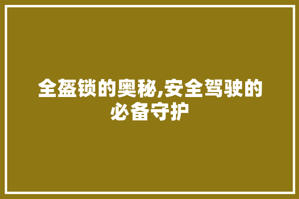 全盔锁的奥秘,安全驾驶的必备守护