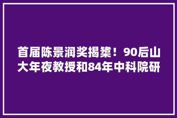 首届陈景润奖揭橥！90后山大年夜教授和84年中科院研究员研究成果获奖_中国科学院_量子