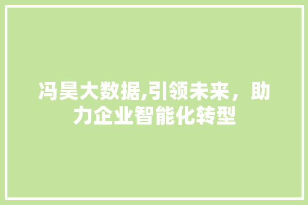 冯昊大数据,引领未来，助力企业智能化转型 科技快讯