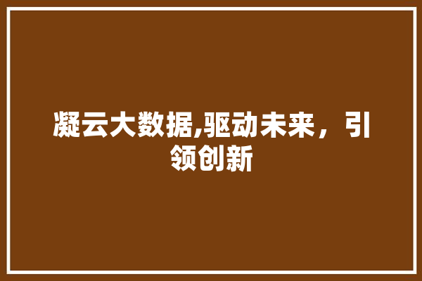 凝云大数据,驱动未来，引领创新 科技快讯