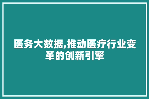 医务大数据,推动医疗行业变革的创新引擎 计算机