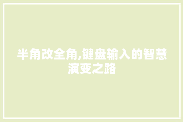 半角改全角,键盘输入的智慧演变之路