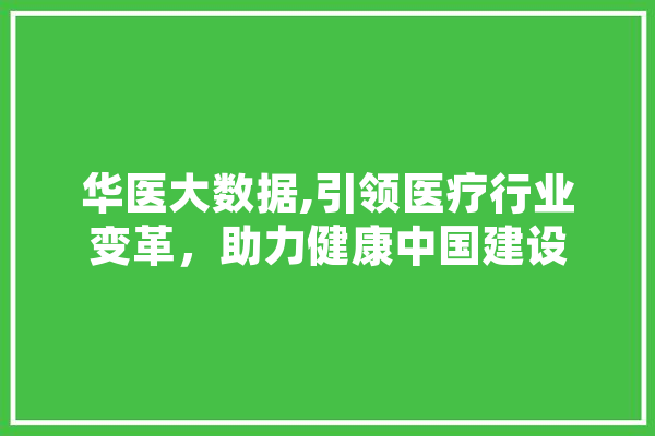 华医大数据,引领医疗行业变革，助力健康中国建设