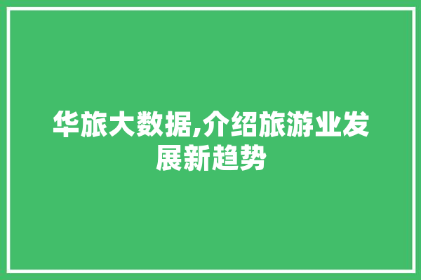 华旅大数据,介绍旅游业发展新趋势