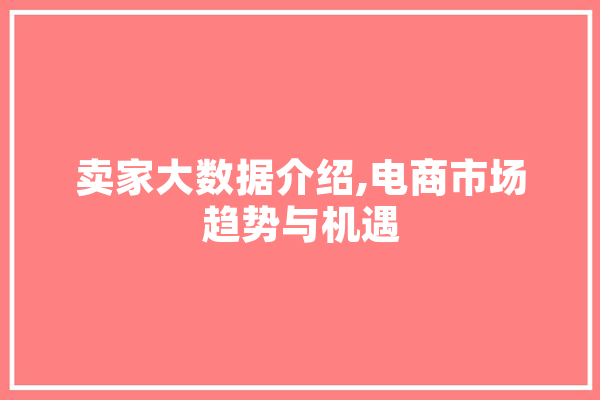 卖家大数据介绍,电商市场趋势与机遇 文字写作
