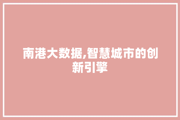 南港大数据,智慧城市的创新引擎