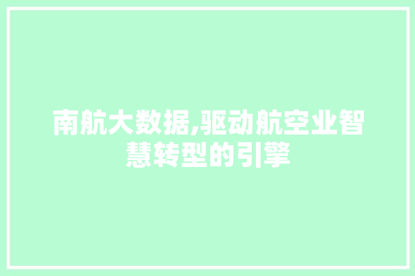 南航大数据,驱动航空业智慧转型的引擎 AI快讯