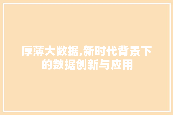 厚薄大数据,新时代背景下的数据创新与应用 文字写作