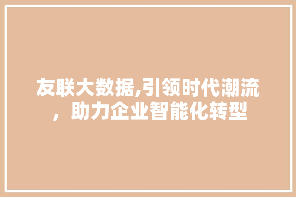 友联大数据,引领时代潮流，助力企业智能化转型 科技快讯