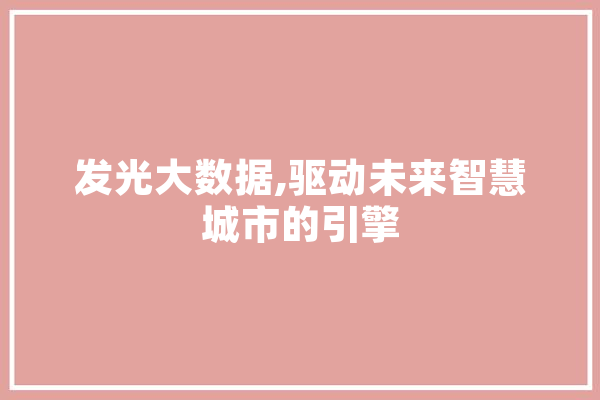 发光大数据,驱动未来智慧城市的引擎