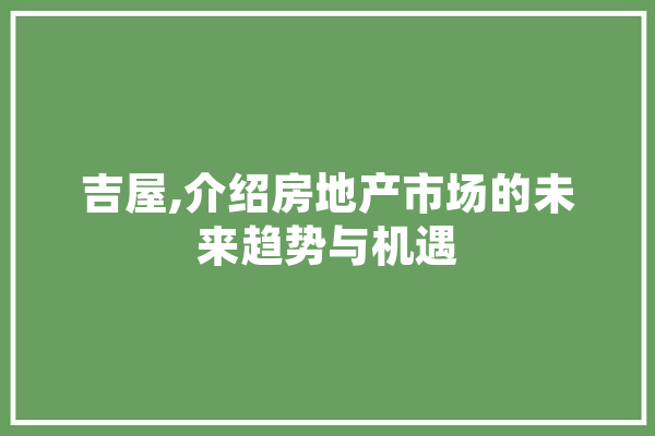 吉屋,介绍房地产市场的未来趋势与机遇