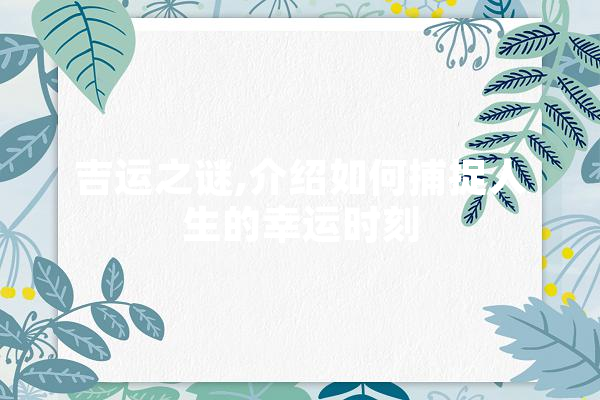 吉运之谜,介绍如何捕捉人生的幸运时刻