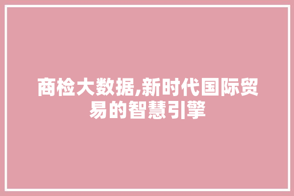 商检大数据,新时代国际贸易的智慧引擎 智能写作