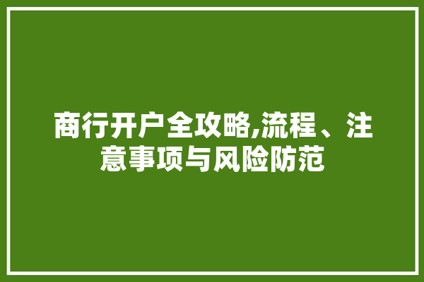 商行开户全攻略,流程、注意事项与风险防范