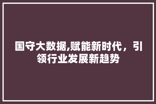 国守大数据,赋能新时代，引领行业发展新趋势 智能助手